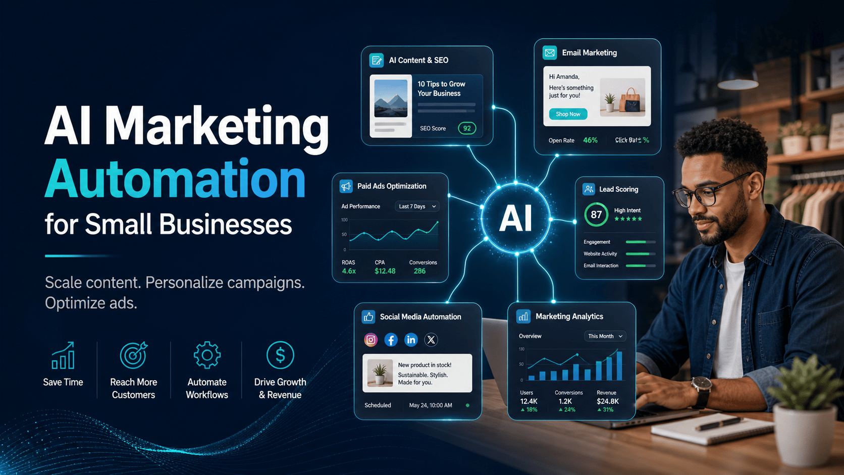 AI marketing automation for e-commerce — lifecycle email and SMS, AI ad creative, and retention marketing